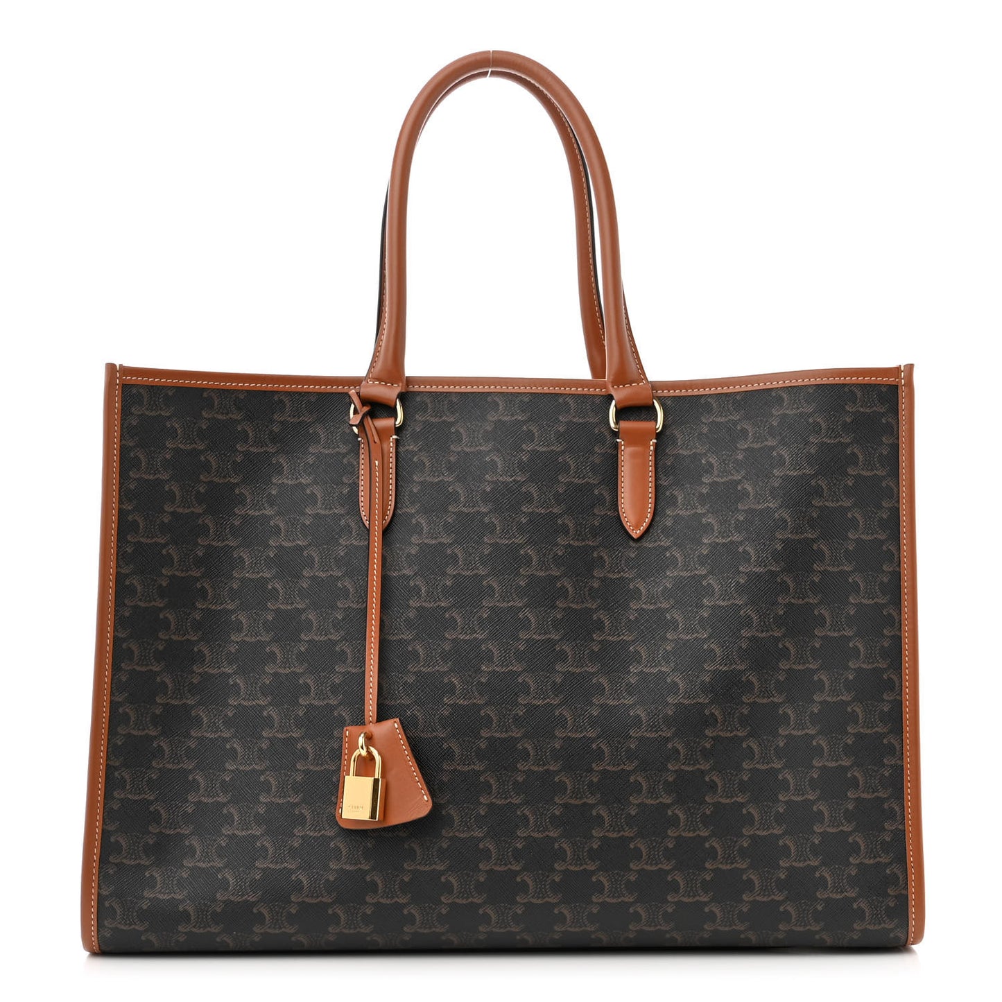Triomphe Canvas Calfskin Horizontal Cabas Tan
