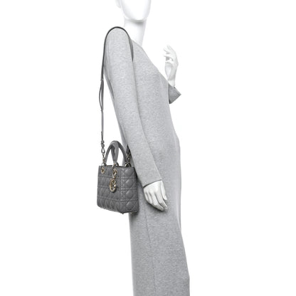 Christian Dior Lambskin Cannage Small My ABCDior Lady Dior Grey 2 of 11