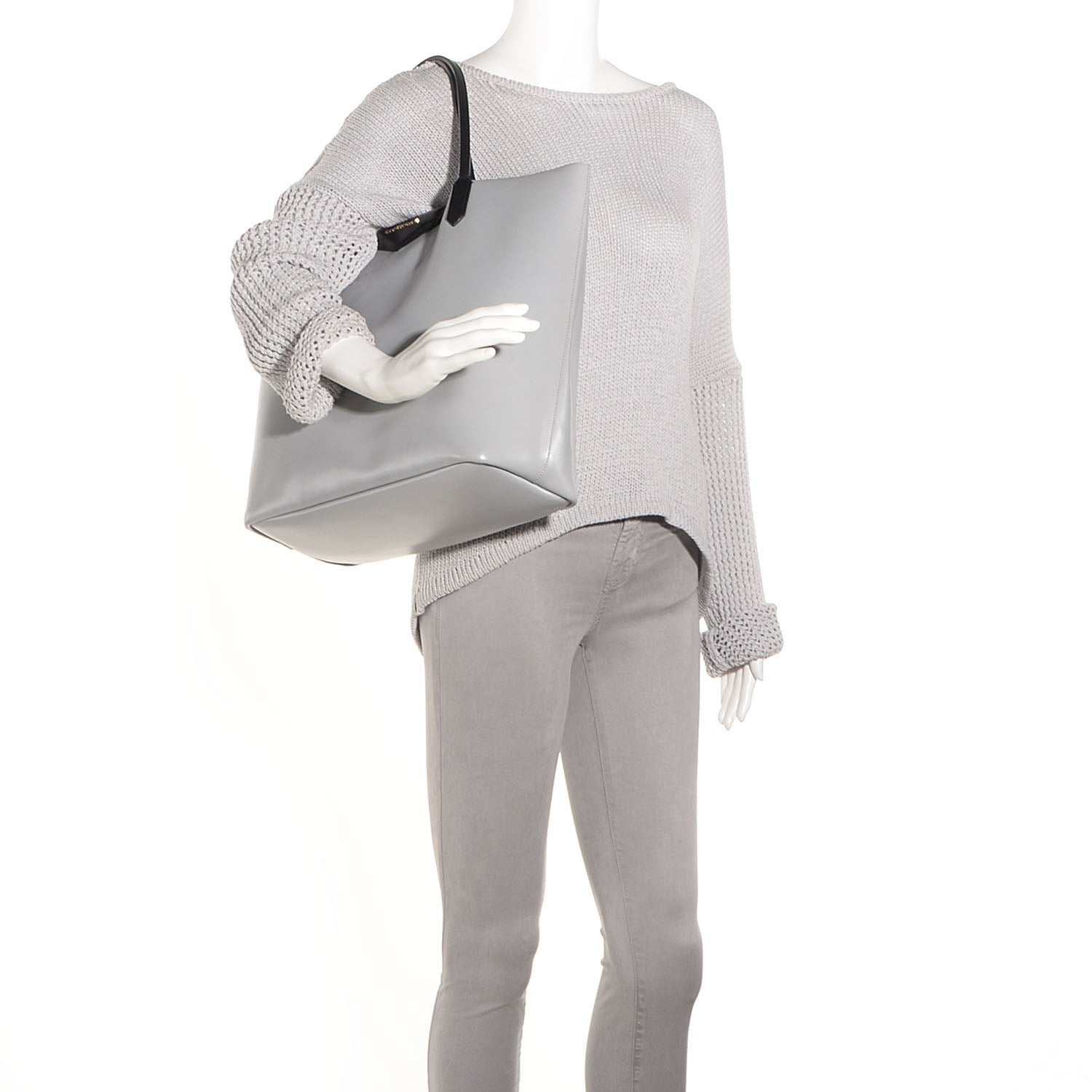 Givenchy Calfskin Bi-Color Medium Antigona Tote Grey Black 2 of 9