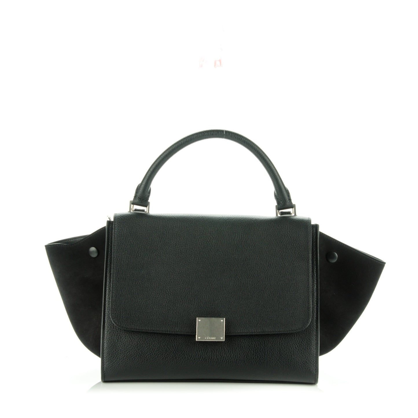 Drummed Calfskin Suede Small Trapeze Black