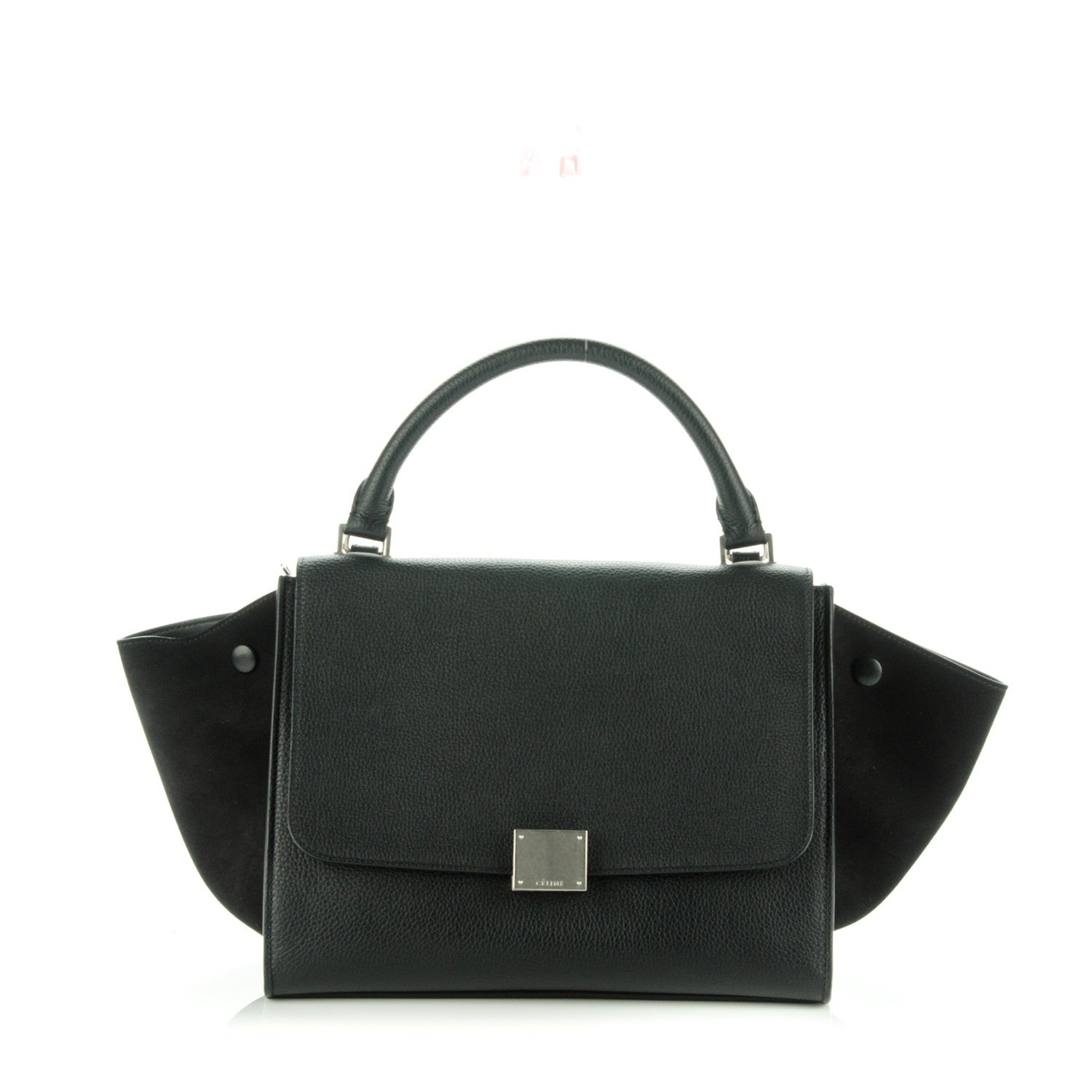Celine Drummed Calfskin Suede Small Trapeze Black 1 of 8