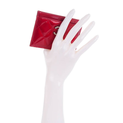 Chanel Patent Quilted Brilliant Card Holder Red 2 of 9