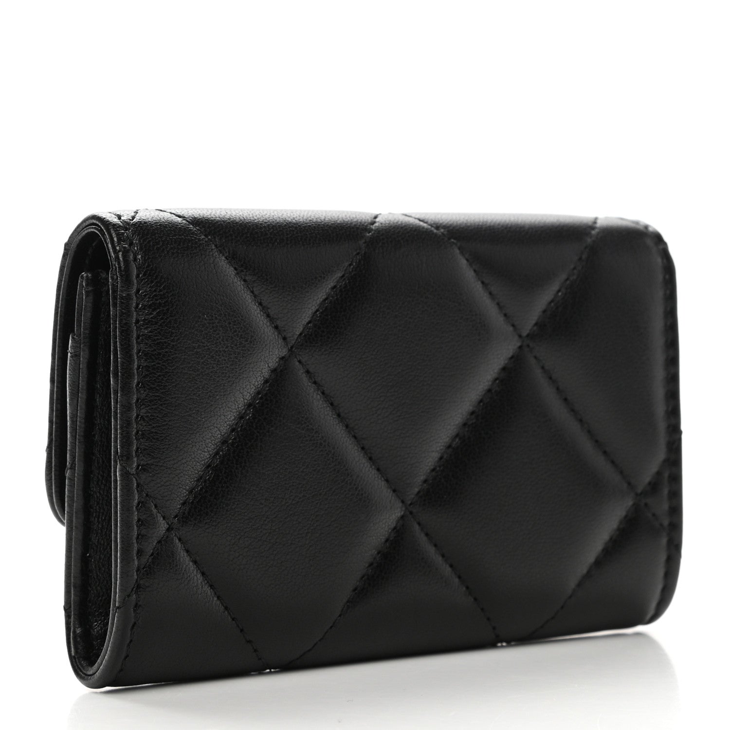 Chanel Lambskin Quilted Chanel 19 Flap Card Holder Black 3 of 9