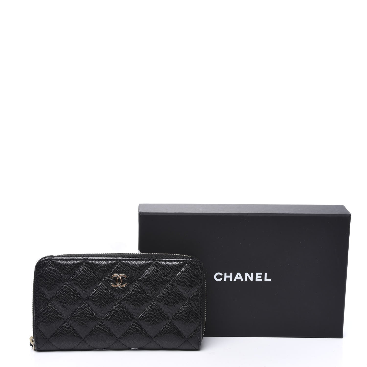 Chanel Caviar Quilted Medium Zip Around Wallet Black 9 of 9