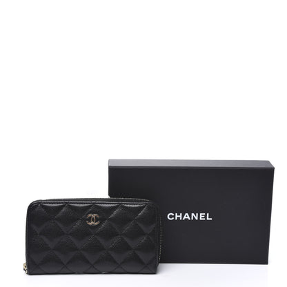 Chanel Caviar Quilted Medium Zip Around Wallet Black 9 of 9