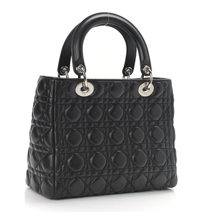 Christian Dior Lambskin Cannage Medium Lady Dior Black 2 of 10