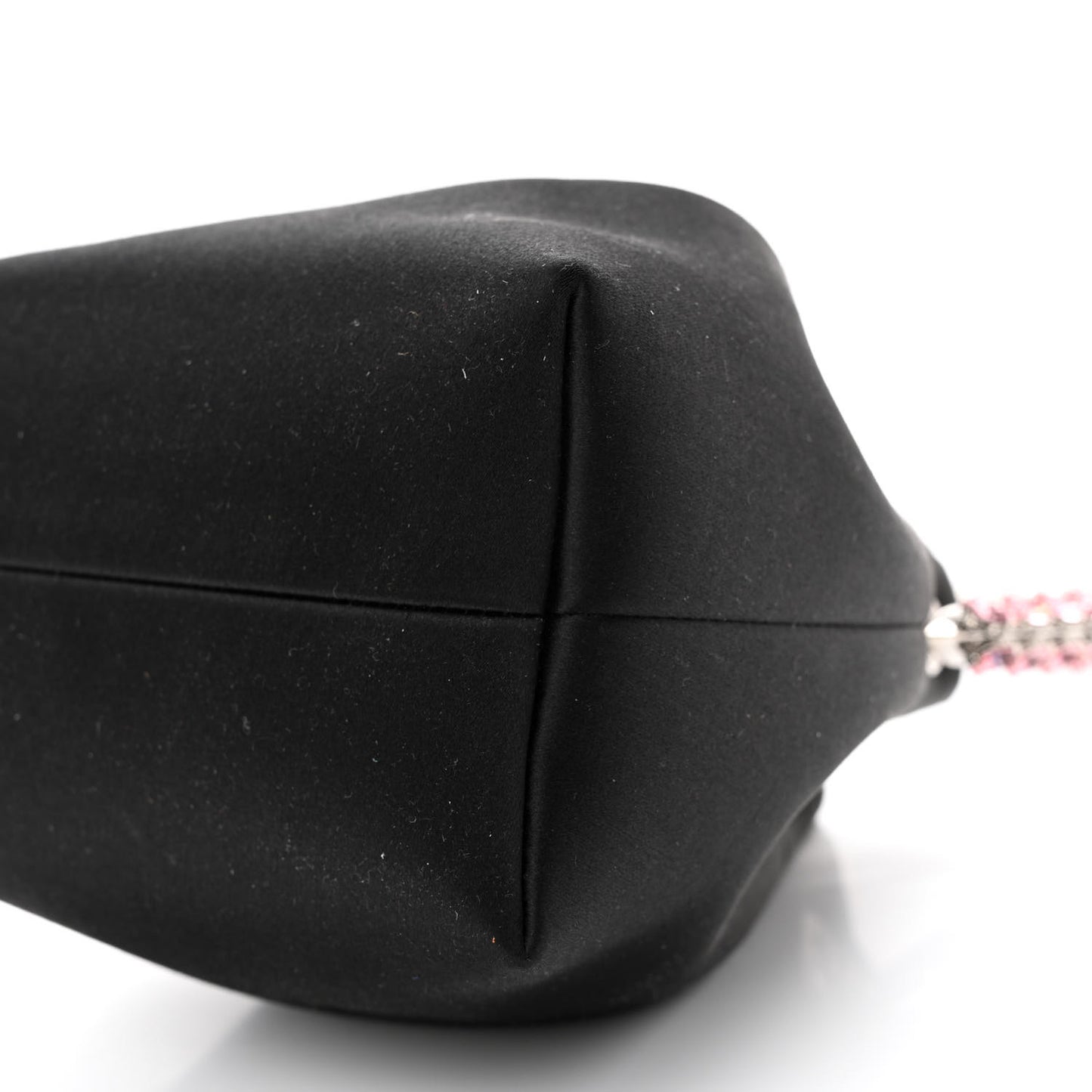 Satin Crystal Embellished Top Handle Bon Bon Bag Black