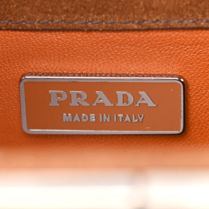 Prada Suede Grommet Frame Satchel Tabacco 7 of 13