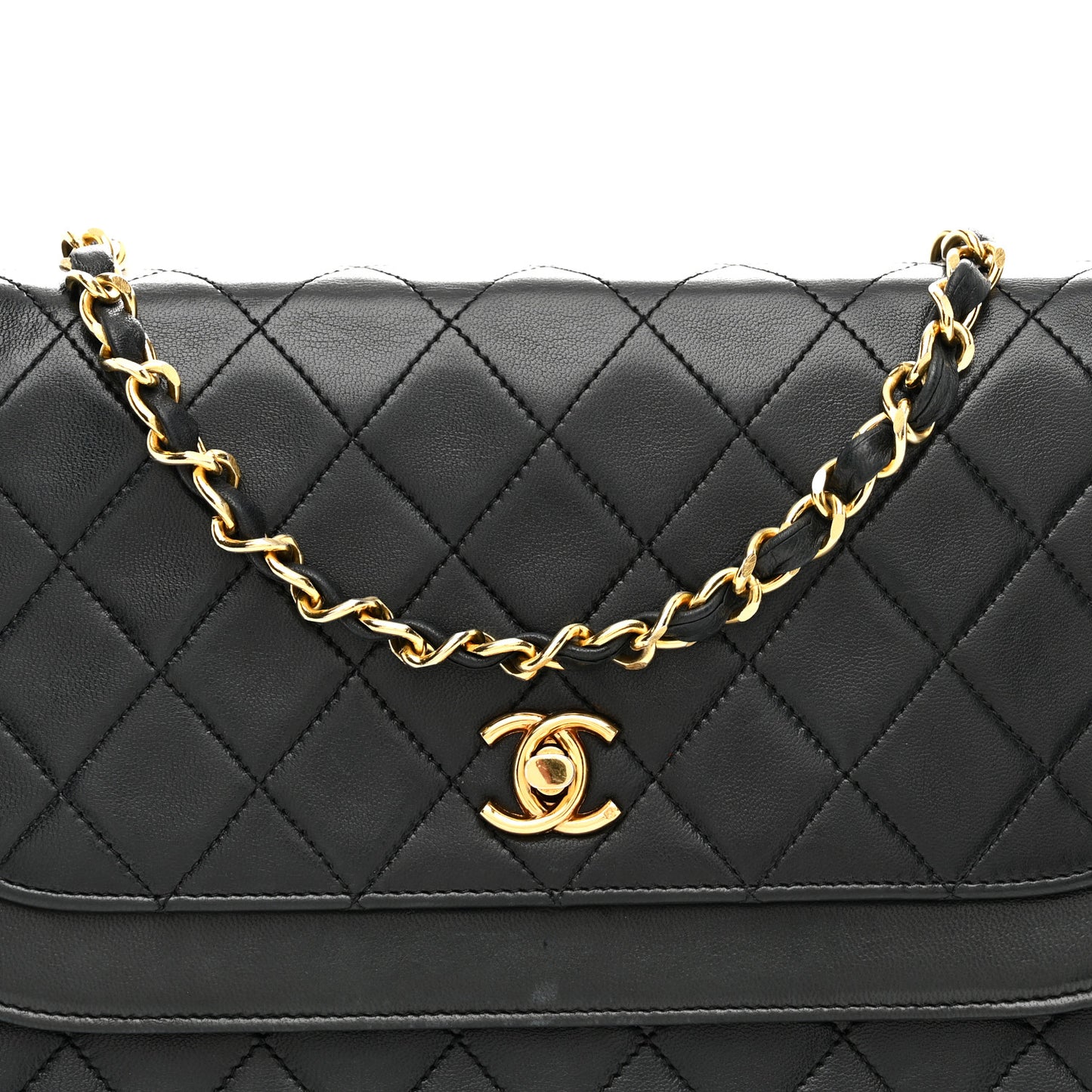 Lambskin Quilted Flap Bag Black