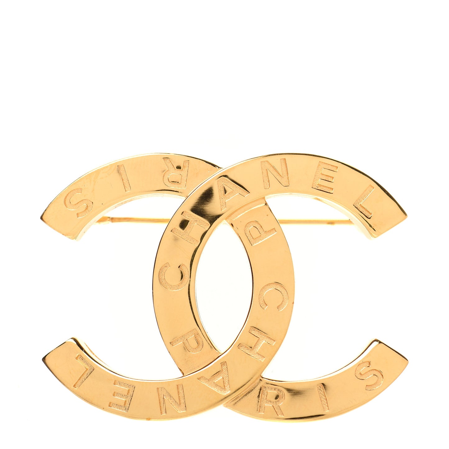 Metal Paris Button CC Large Brooch Gold