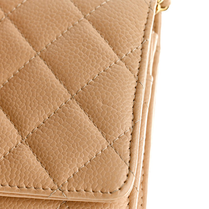 Chanel Caviar Quilted Wallet On Chain WOC Beige 15 of 15
