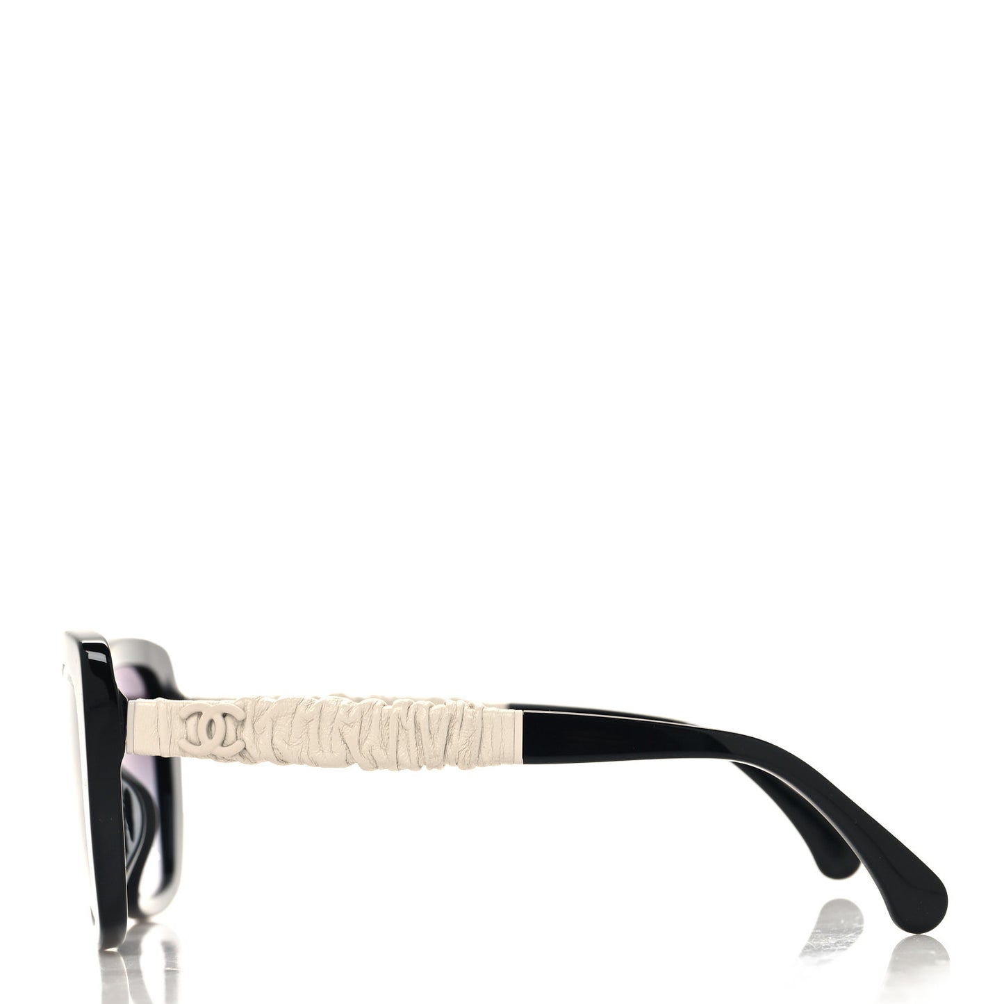 Acetate Calfskin Polarized Square Sunglasses 5476-Q-A Black White