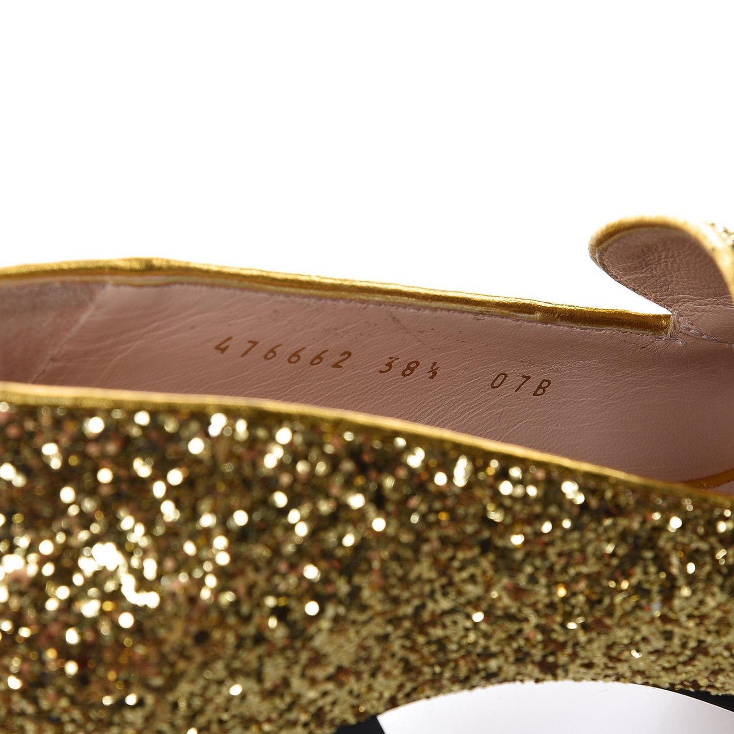 Glitter Nappa Web Peyton 75mm Loafer Pumps 38.5 Oro Vecchio