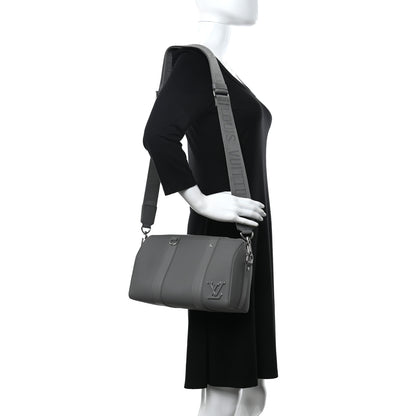 Louis Vuitton Grained Calfskin Aerogram City Keepall Gris 2 of 14