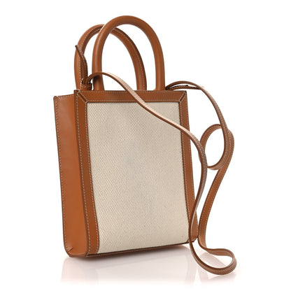 Celine Canvas Calfskin Mini Vertical Cabas Natural Tan 3 of 10