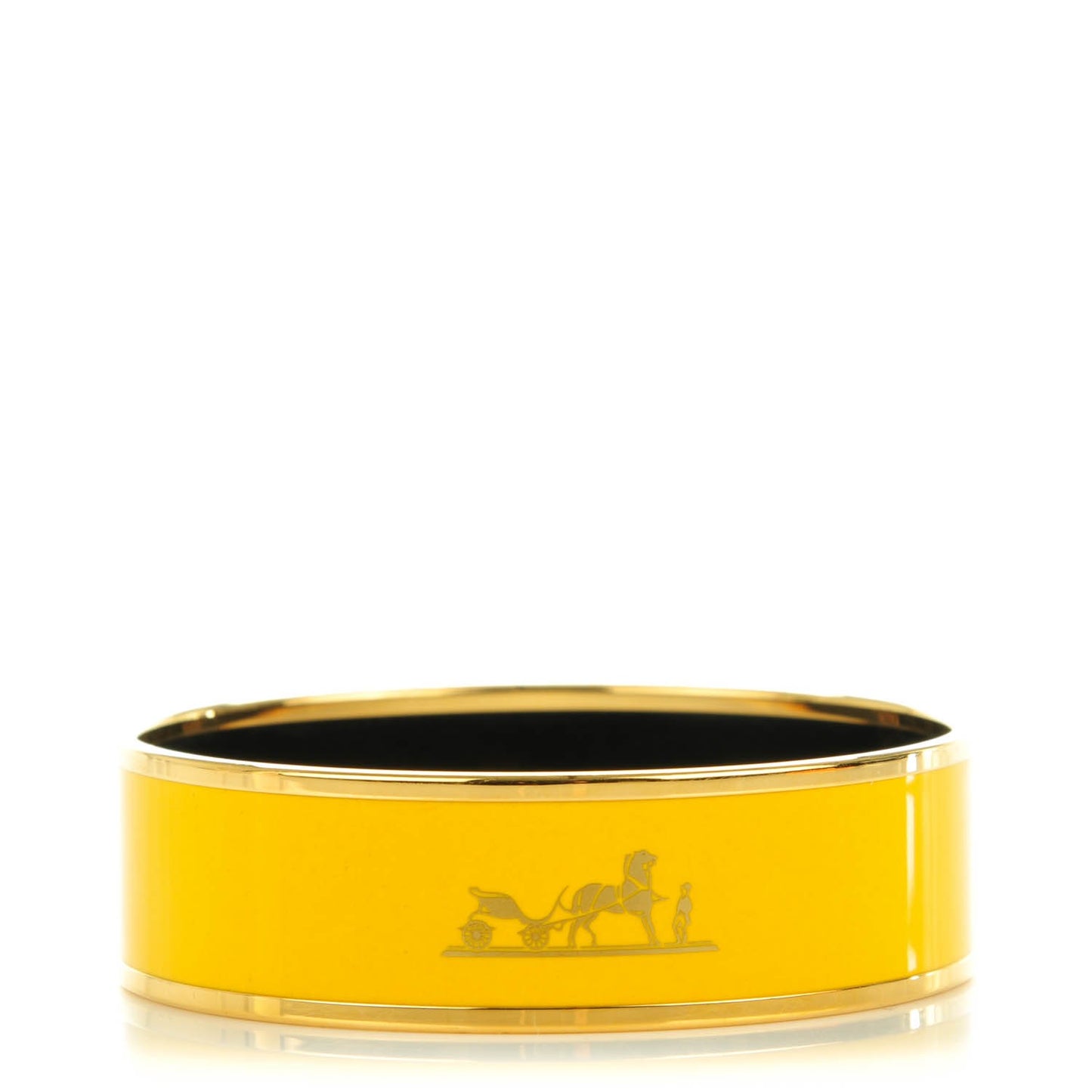 Enamel Printed Wide Caleche Bracelet 65 Yellow