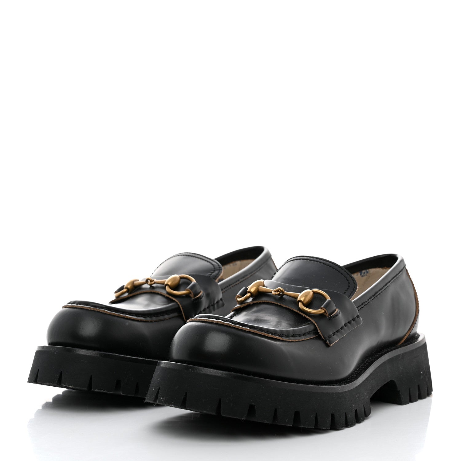 Gucci Cordovan Lux Womens Harald Horsebit 25mm Platform Loafers 37.5 Black 3 of 8