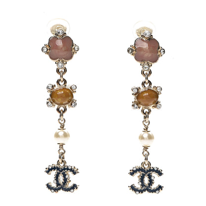 Chanel Crystal Enamel CC Drop Earrings Gold Multicolor 1 of 5