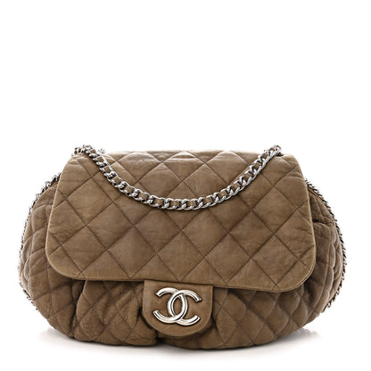Chanel Washed Lambskin Quilted Large Chain Around Messenger Taupe 1 of 10