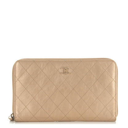 Chanel Calfskin Large Zip Around Wallet Gold 1 of 8