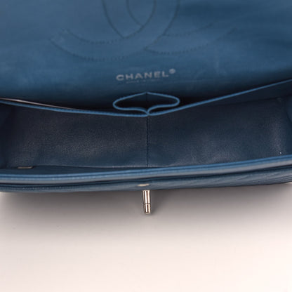 Chanel Caviar Chevron Quilted Jumbo Double Flap Blue 5 of 9