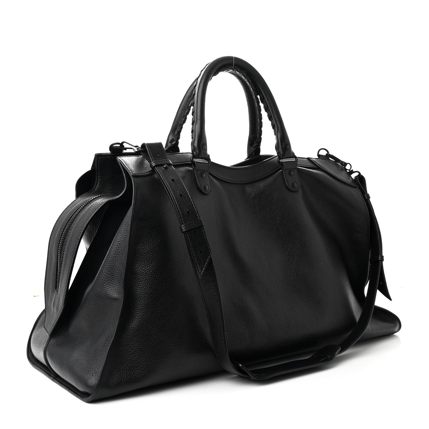 Balenciaga Grained Calfskin Neo Classic Black Hardware Large Top Handle Bag Black 3 of 14