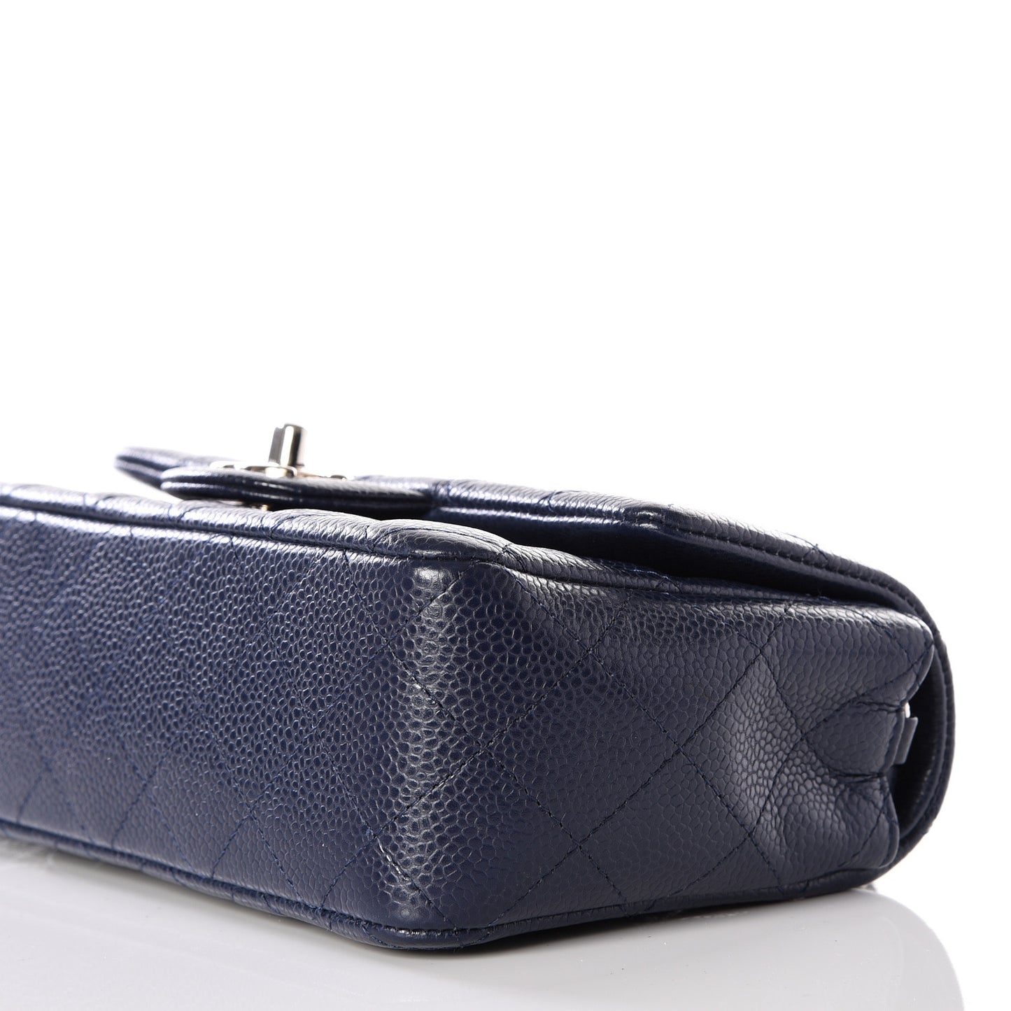 Caviar Quilted Mini Rectangular Flap Navy