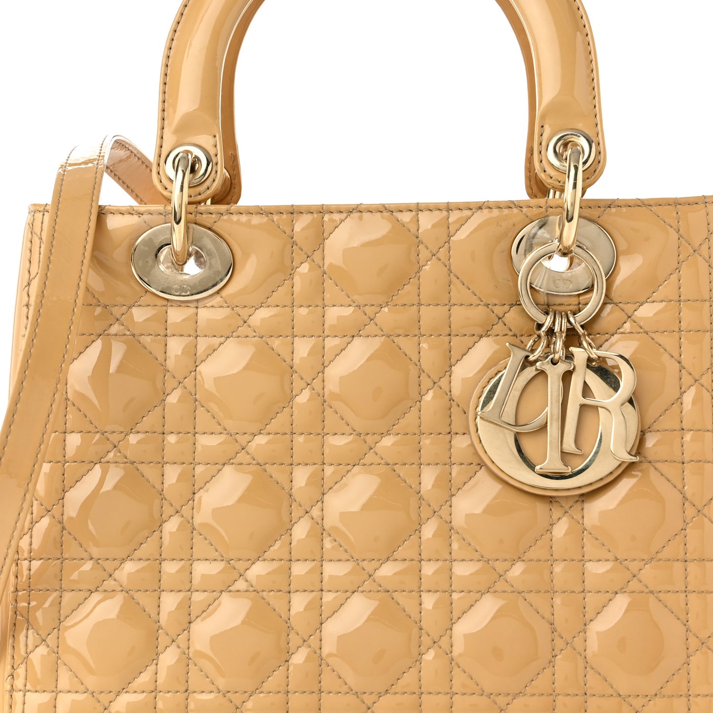Patent Cannage Medium Lady Dior Beige