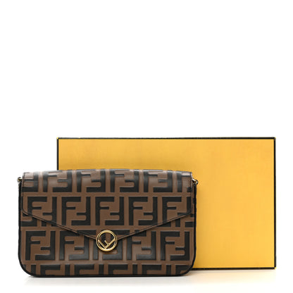Fendi Vitello Soft F is Fendi Bi-Color FF 1974 Embossed Envelope Wallet On Chain with Pouches Maya Black 12 of 12