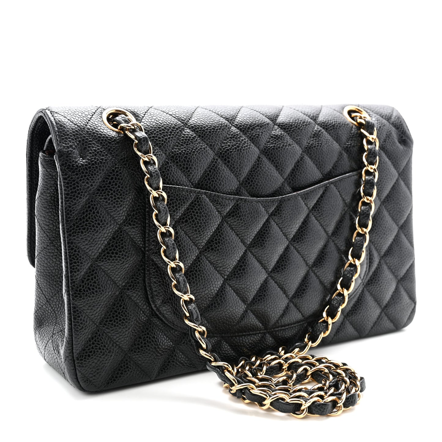 Caviar Quilted Medium Double Flap Black