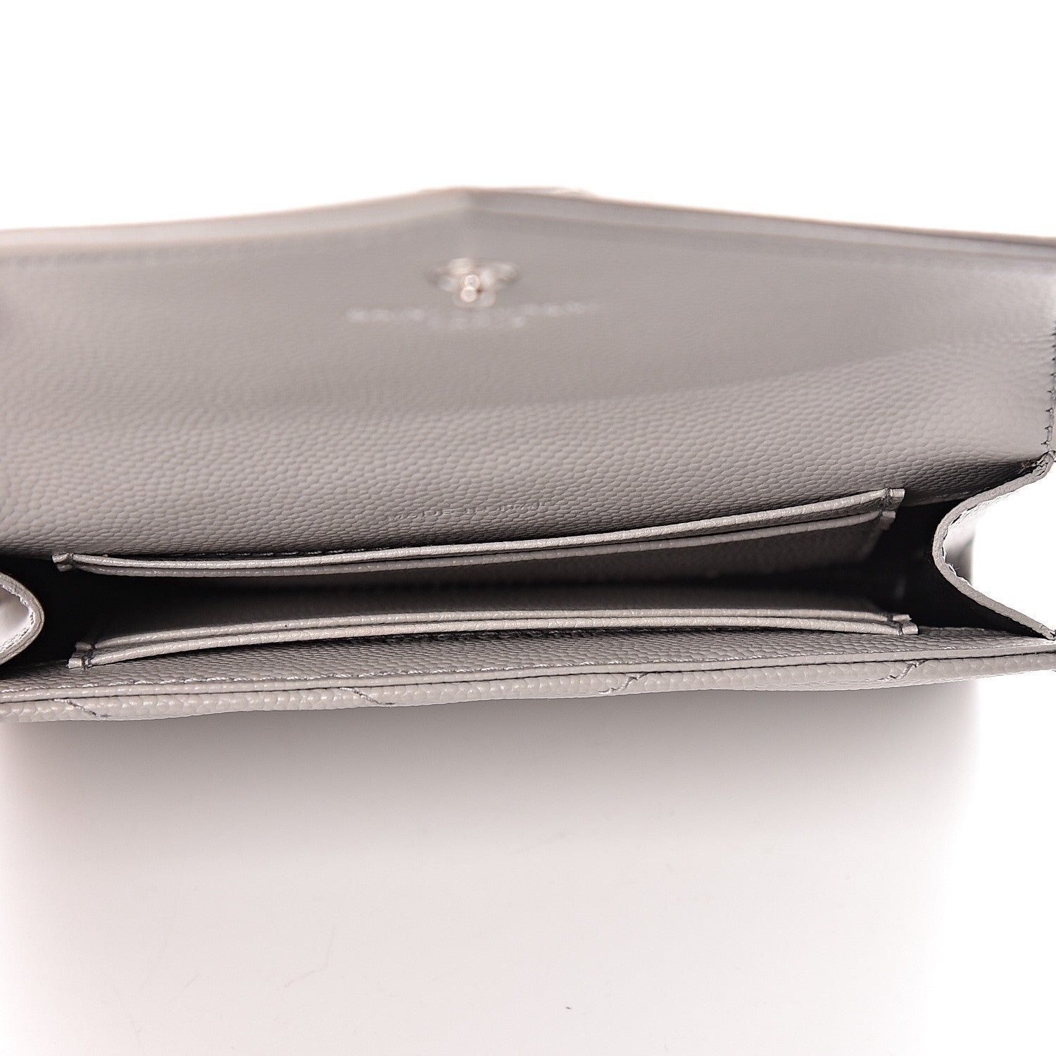 Saint Laurent Grain De Poudre Matelasse Chevron Small Monogram Envelope Wallet Souris 5 of 7