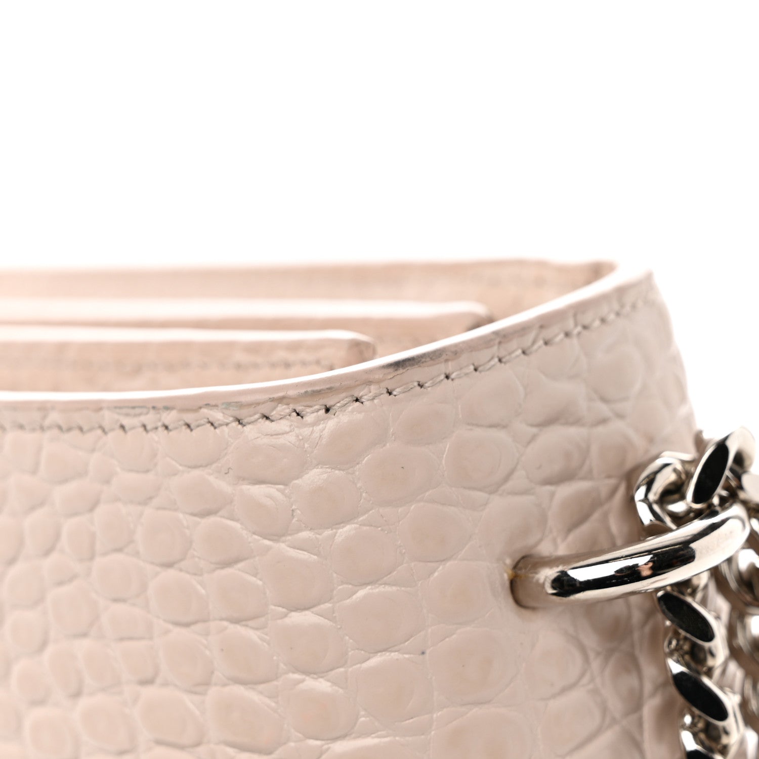 Saint Laurent Calfskin Crocodile Embossed Medium Monogram Sunset Dark Beige 25 of 30