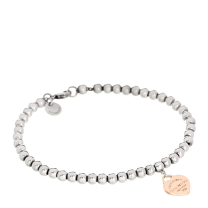 Tiffany Sterling Silver 18K Rose Gold Return to Tiffany Heart Bead Bracelet 1 of 6