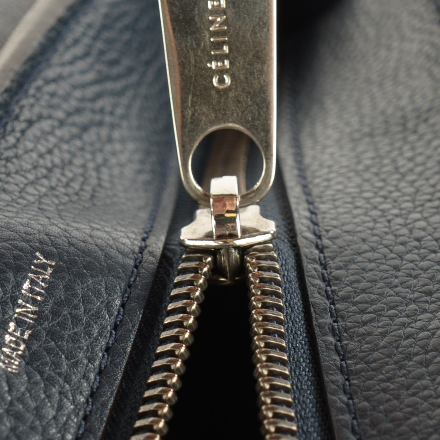 Celine Drummed Calfskin Suede Medium Trapeze Navy 10 of 10