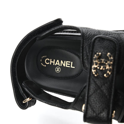 Chanel Grained Calfskin Velcro Dad Sandals 38.5 Black 7 of 9