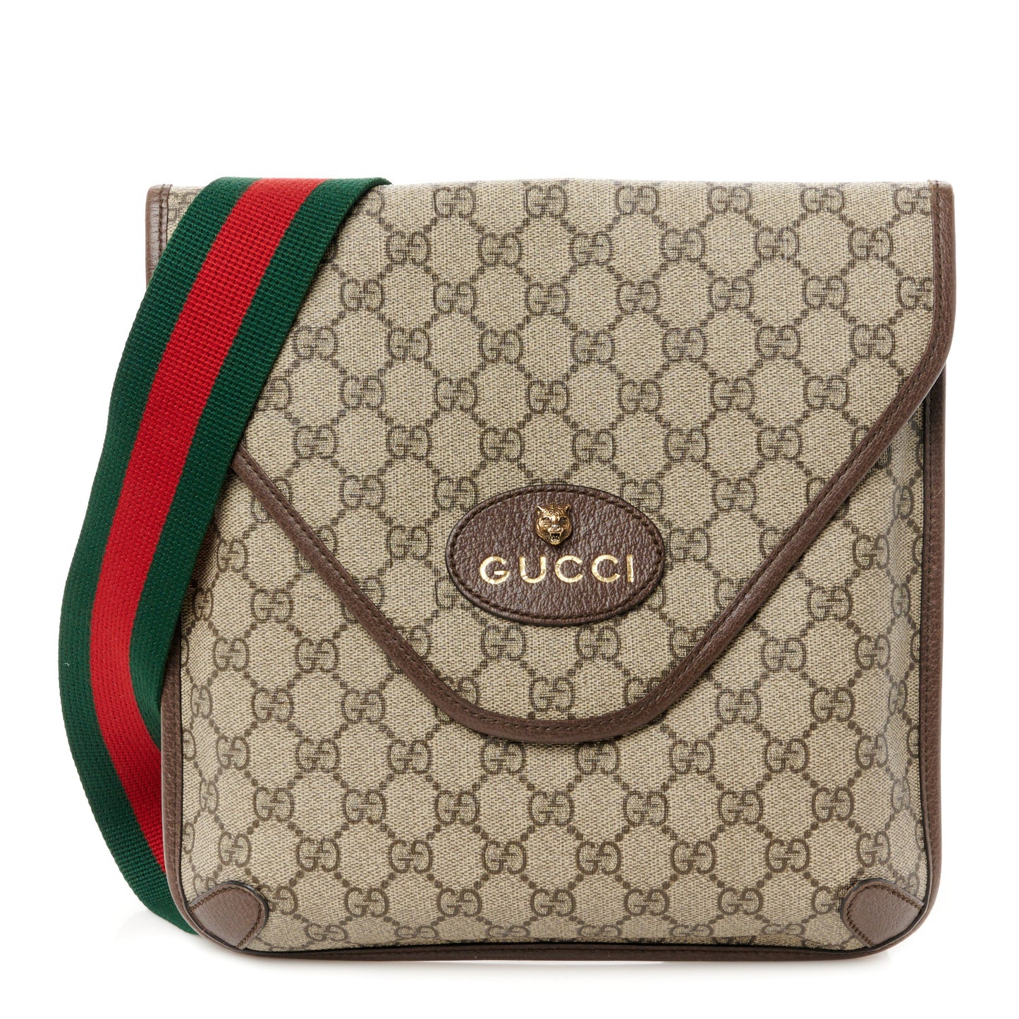 GG Supreme Monogram Web Medium Neo Vintage Flap Messenger Bag Beige New Acero
