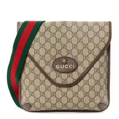 Gucci GG Supreme Monogram Web Medium Neo Vintage Flap Messenger Bag Beige New Acero 1 of 11