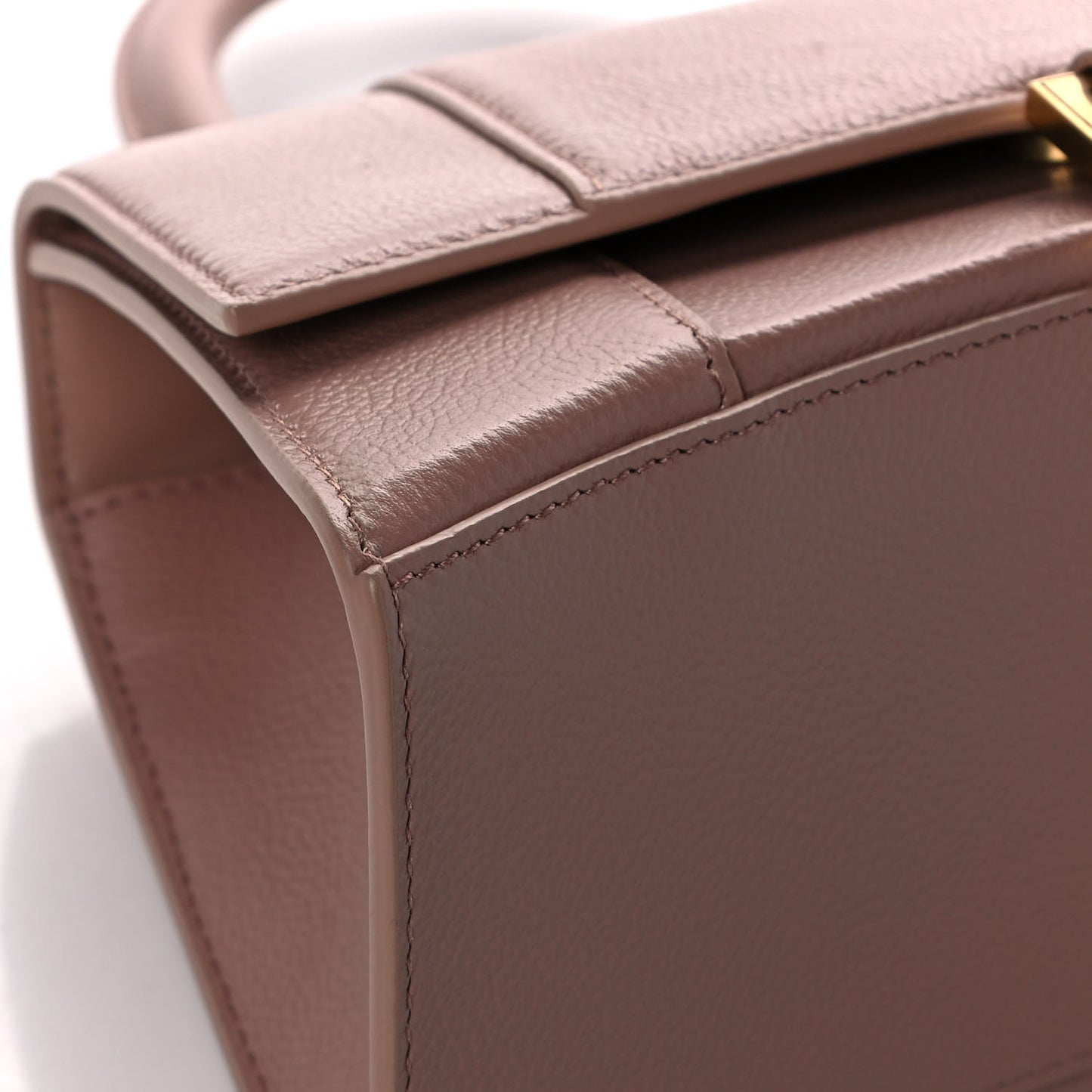 Grained Calfskin Small Hourglass Top Handle Bag Nude Beige
