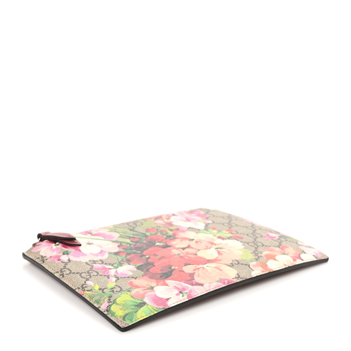 GG Supreme Monogram Blooms Small Zip Pouch Beige Multicolor Dry Rose