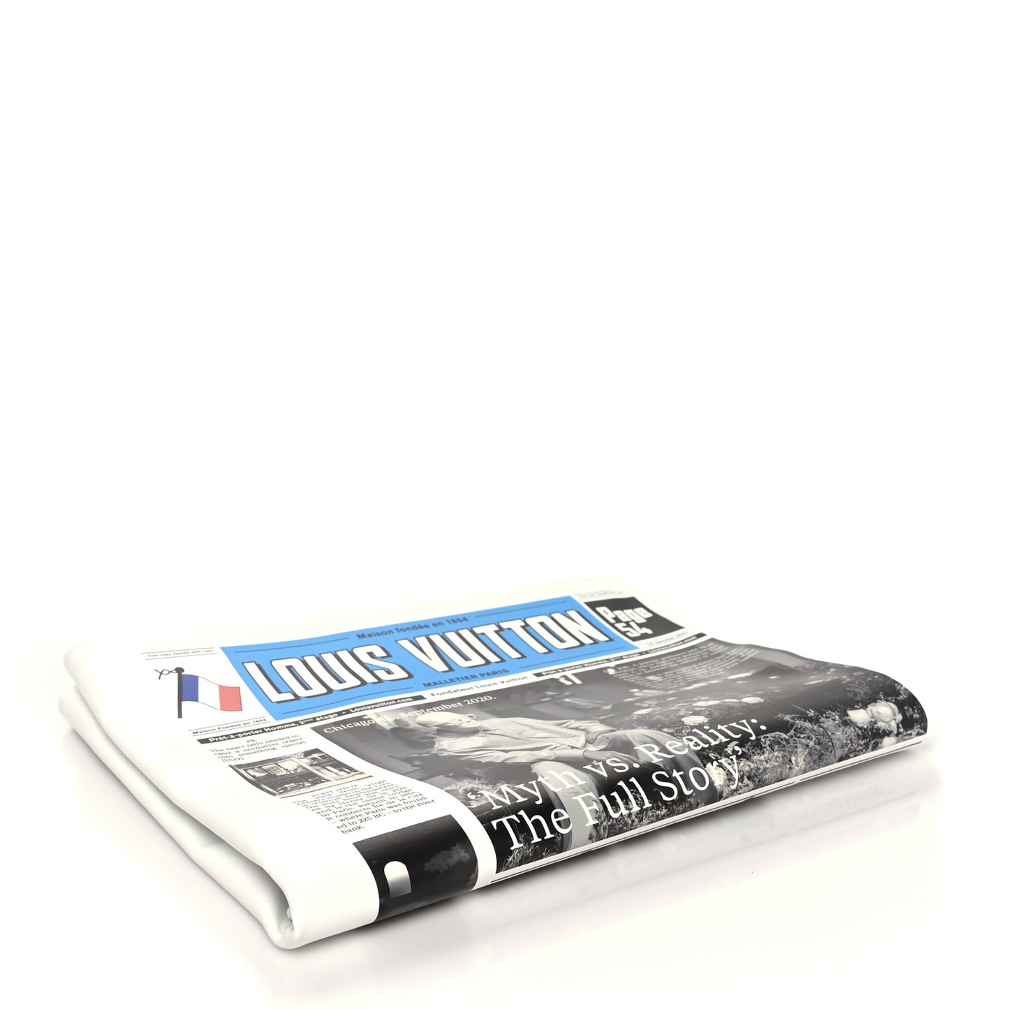 Calfskin Newspaper Print Pouch