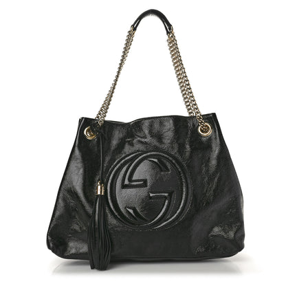 Gucci Patent Medium Soho Chain Shoulder Bag Black 1 of 11
