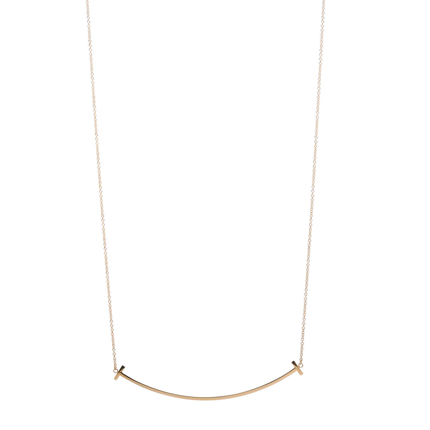18K Yellow Gold Large T Smile Pendant Necklace
