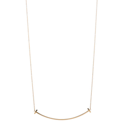 Tiffany 18K Yellow Gold Large T Smile Pendant Necklace 1 of 5