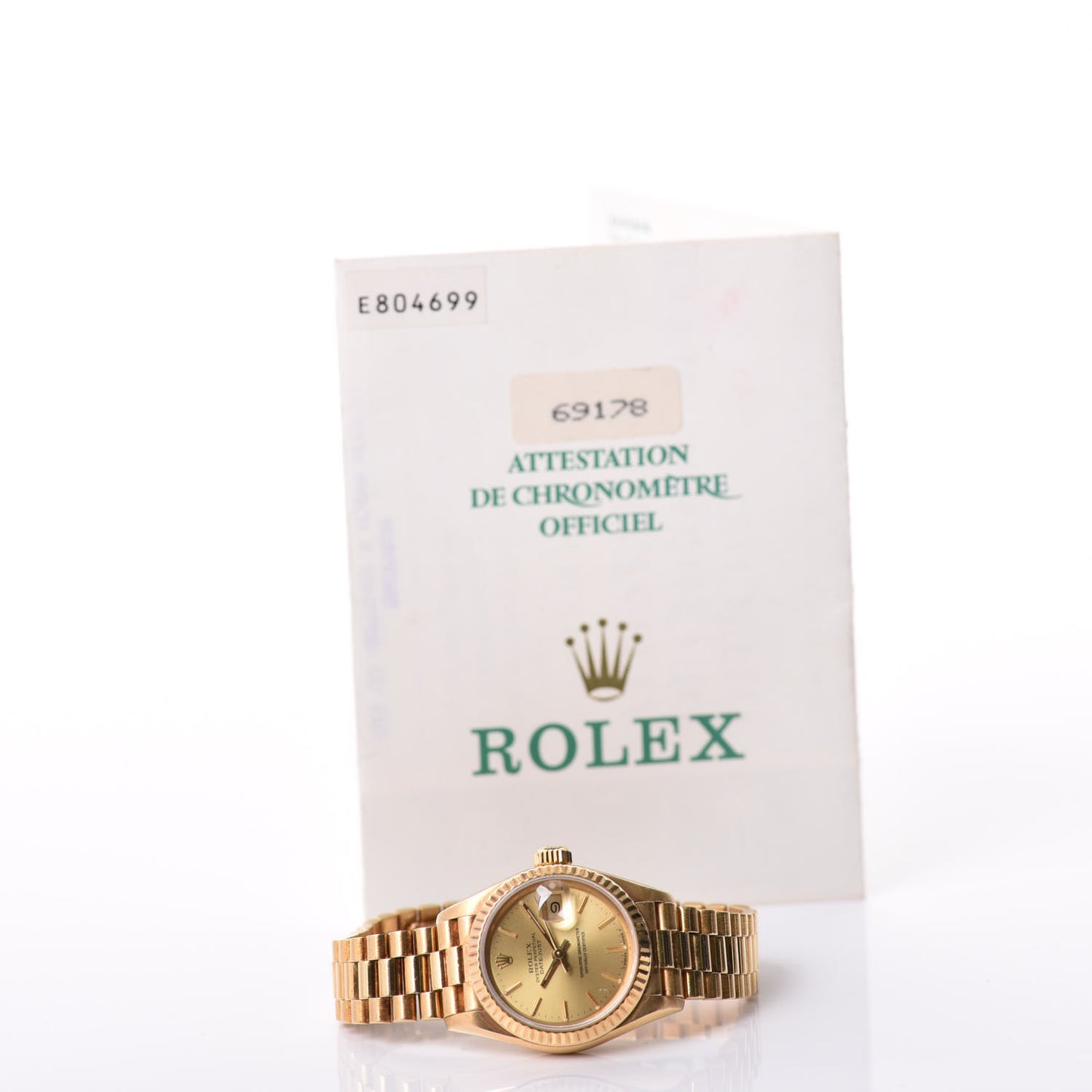 18K Yellow Gold 26mm Oyster Perpetual Datejust President Watch Champagne 69178