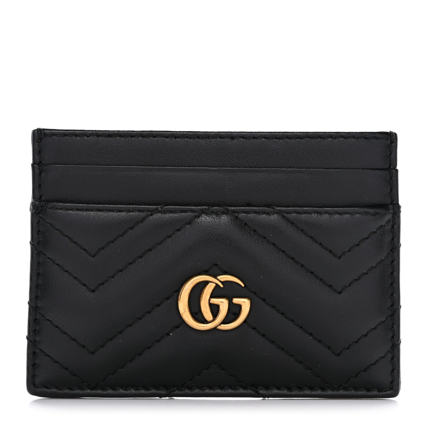Calfskin Matelasse GG Marmont Card Holder Black