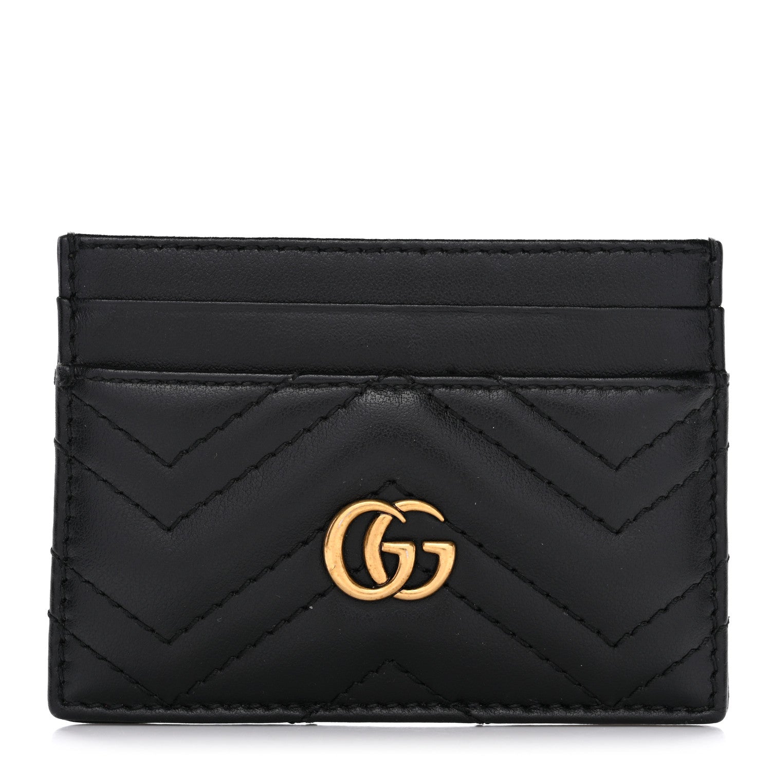 Gucci Calfskin Matelasse GG Marmont Card Holder Black 1 of 7