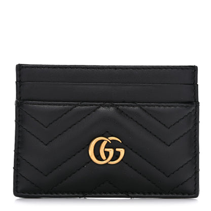 Gucci Calfskin Matelasse GG Marmont Card Holder Black 1 of 7