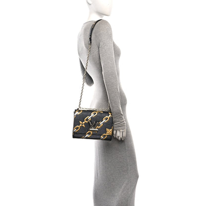 Louis Vuitton Epi Chain Flower Twist Shoulder Bag MM Black 2 of 10