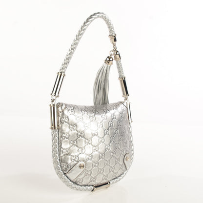 Gucci Guccissima Small Britt Tassel Shoulder Bag Silver 3 of 7