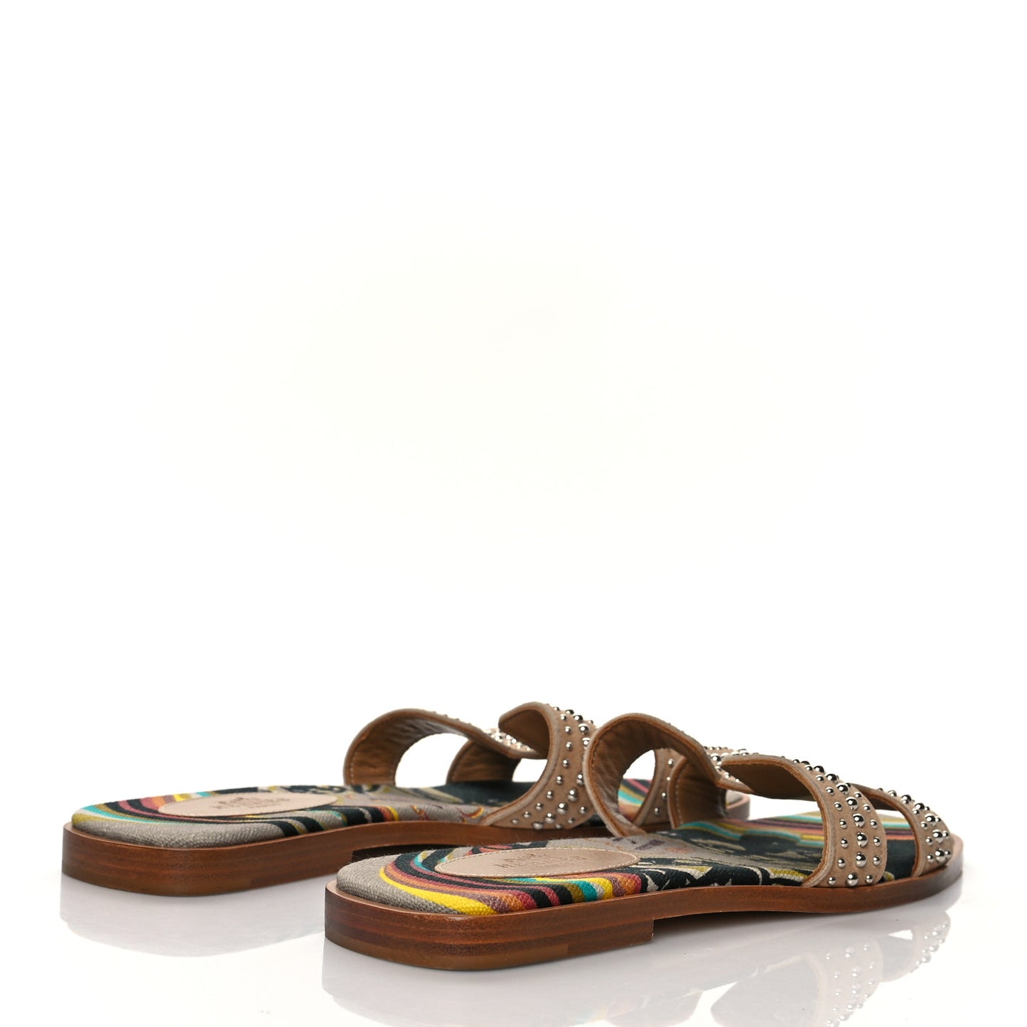 Suede Goatskin Studded Oran Sandals 37.5 Nude